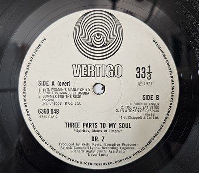 Lot 7 - DR. Z - THREE PARTS TO MY SOUL (SPIRITUS, MANES ET UMBRA) UK VERTIGO 1ST - LP ONLY