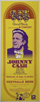 Lot 188 - JOHNNY CASH - ORIGINAL 1975 SWISS CONCERT POSTER.