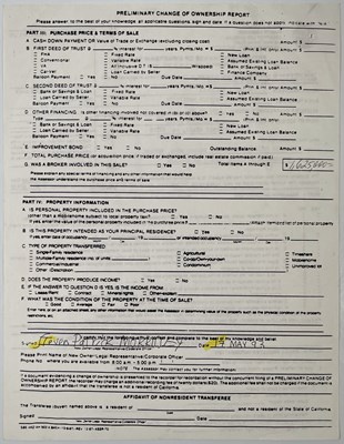 Lot 453 - THE SMITHS INTEREST - MORRISSEY - RARE FULL NAME SIGNATURE ON 1993 DOCUMENT.