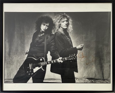Lot 312 - LED ZEPPELIN - JIMMY PAGE / DAVID COVERDALE SIGNED PHOTO PRINT.