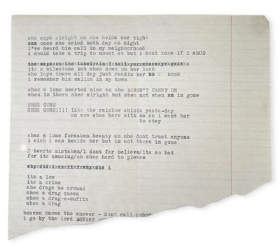 Lot 508 - BOB DYLAN TYPEWRITTEN WORKING LYRICS FOR 'I'M NOT THERE'