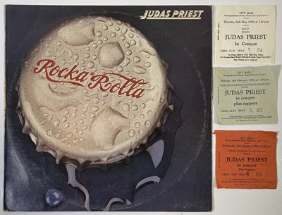 Lot 110 - JUDAS PRIEST - TICKET STUBS AND LP.