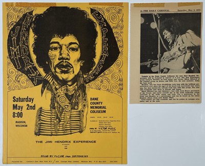 Lot 308 - JIMI HENDRIX - ORIGINAL HANDBILL FOR MADISON, WI - MAY 1970.