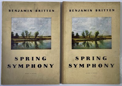 Lot 506 - CLASSICAL MUSIC - BENJAMIN BRITTEN - SIGNED 'SPRING SYMPHONY' SCORE AND HANDWRITTEN POSTCARD.