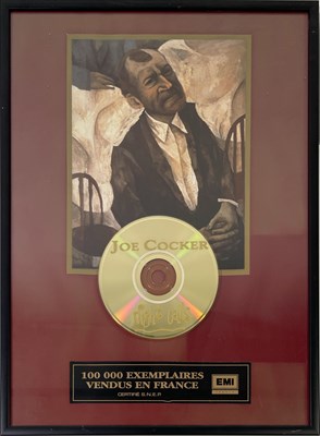 Lot 302 - JOE COCKER - FRAMED FRENCH SALES AWARD AND SIGNED CD.