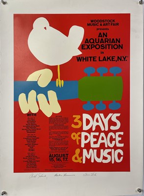 Lot 181 - WOODSTOCK - 1989 POSTER PRINT SIGNED BY SKOLNICK / GRACE SLICK / RICHIE HAVENS.