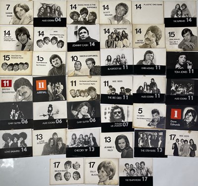 Lot 81 - TOP OF THE POPS - ORIGINAL CAMERA CARDS WITH ARTIST INFO.