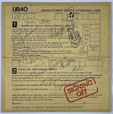 Lot 281 - UB40 - SIGNED COPY OF 'SIGNING OFF'.