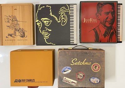 Lot 821 - RARE JAZZ, BLUES, GOSPEL BOXSETS & BRIEFCASES - LOUIS ARMSTRONG, RAY CHARLES, JELLY ROLL