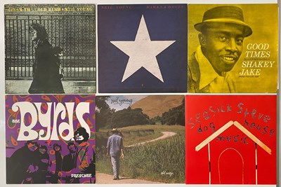 Lot 1108 - JAZZ BLUES, FOLK, PSYCH, R&B, CELTIC LPS W/ SIGNED ITEMS - SHAKEY JAKE, THE BYRDS, NEIL YOUNG