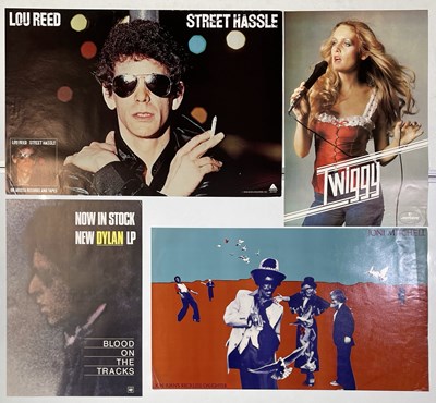 Lot 197 - 1970S PROMO POSTER COLLECTION INC DYLAN / TWIGGY / JONI MITCHELL / LOU REED.