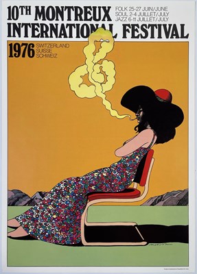 Lot 204 - MONTREUX JAZZ FESTIVAL - ORIGINAL 1976 MILTON GLASER DESIGNED POSTER.