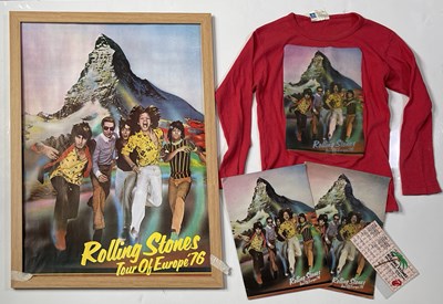 Lot 334 - THE ROLLING STONES - ULTIMATE 1976 EUROPEAN TOUR MEMORABILIA COLLECTION INC T-SHIRT / POSTER / TICKETS.