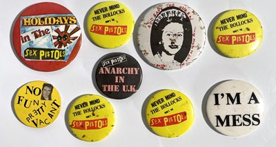 Lot 392 - THE SEX PISTOLS - VINTAGE BADGE COLLECTION.