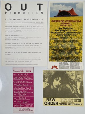 Lot 362 - NEW ORDER - ORIGINAL HANDBILLS AND PRESS MATERIAL.