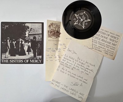 Lot 8 - THE SISTERS OF MERCY - 'THE DAMAGED DONE' 7" - UK 1980 ORIGINAL W/ LETTERS, PRESS SLIP