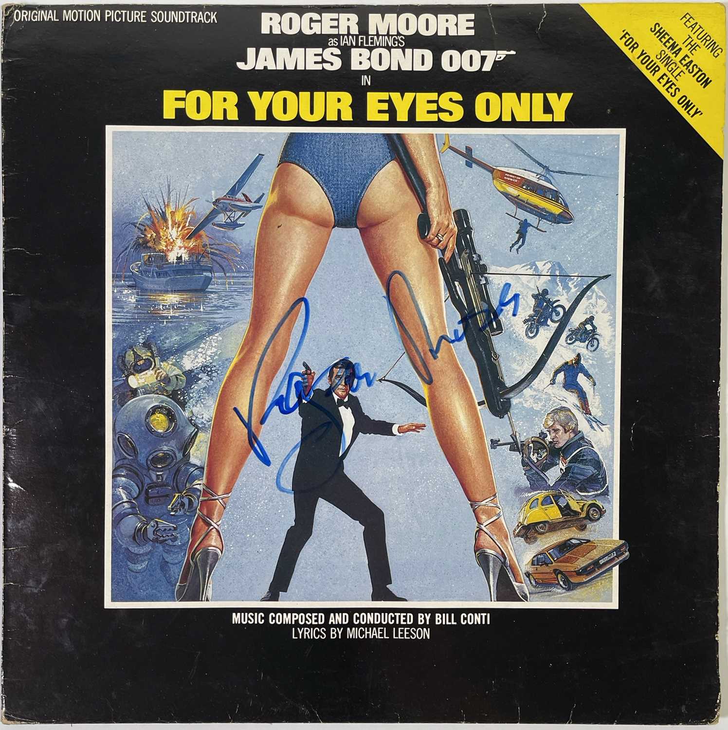 Lot 122 - JAMES BOND - FOR YOUR EYES ONLY SOUNDTRACK LP SIGNED BY ROGER MOORE.