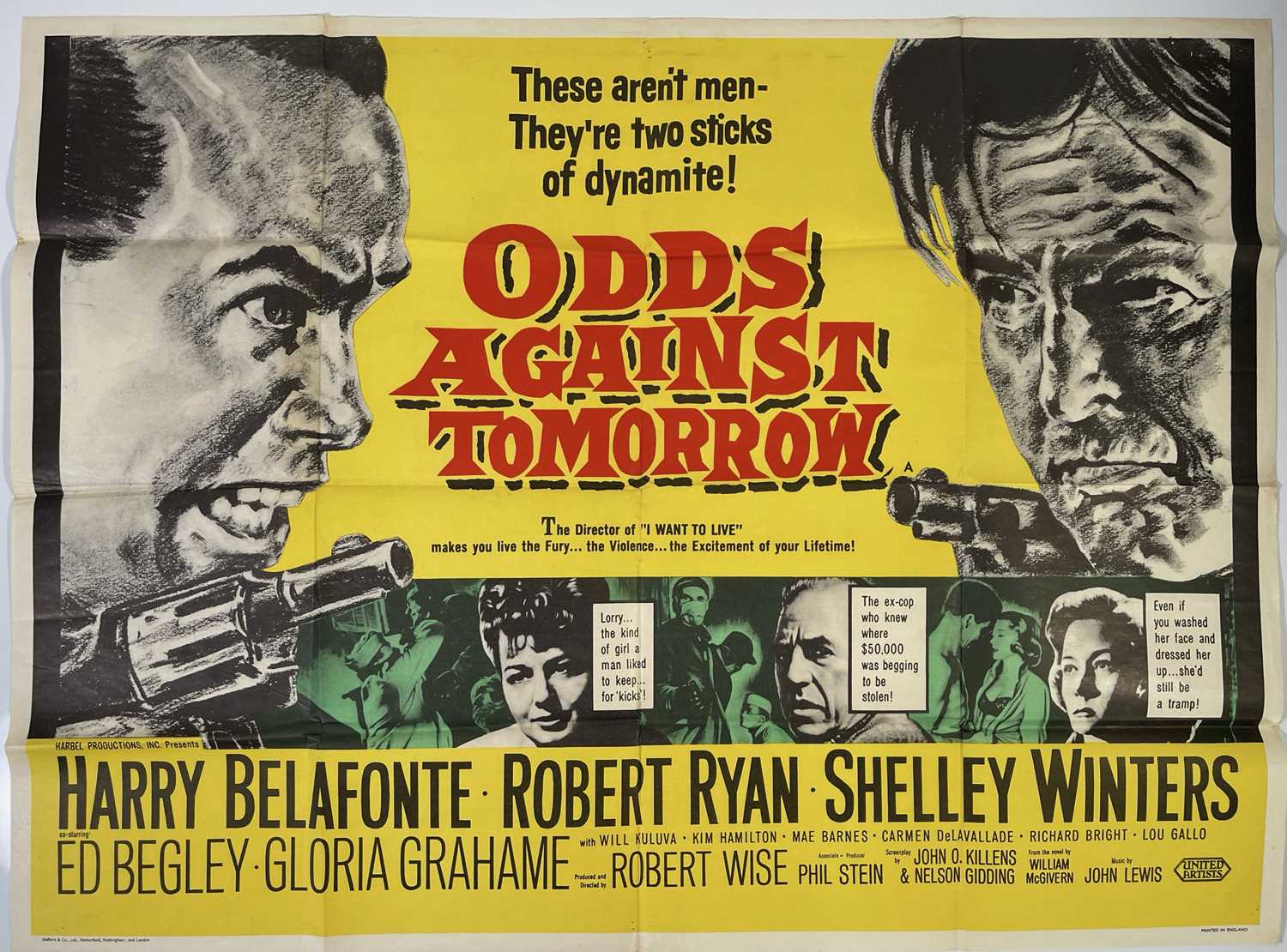 Lot 134 - ODDS AGAINST TOMORROW (1959) - ORIGINAL UK QUAD POSTER.