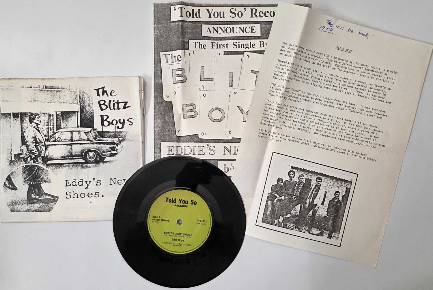 Lot 116 - BLITZ BOYS - EDDY'S NEW SHOES 7" (TYS 001 - UK ORIGINAL)