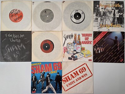 Lot 43 - SHAM 69 7" SINGLES PACK WITH ACECATE, UK STOCK COPIES + MORE