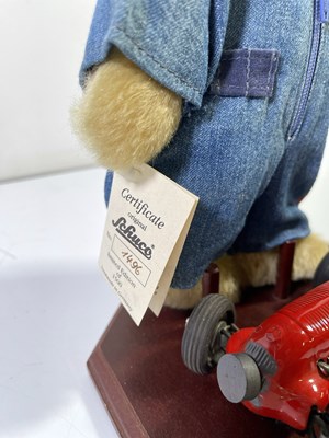 Lot 2 - SCHUCO MECHANIC 'RENNMAX' BEAR WITH MERCEDES-BENZ 1936 MODEL CAR