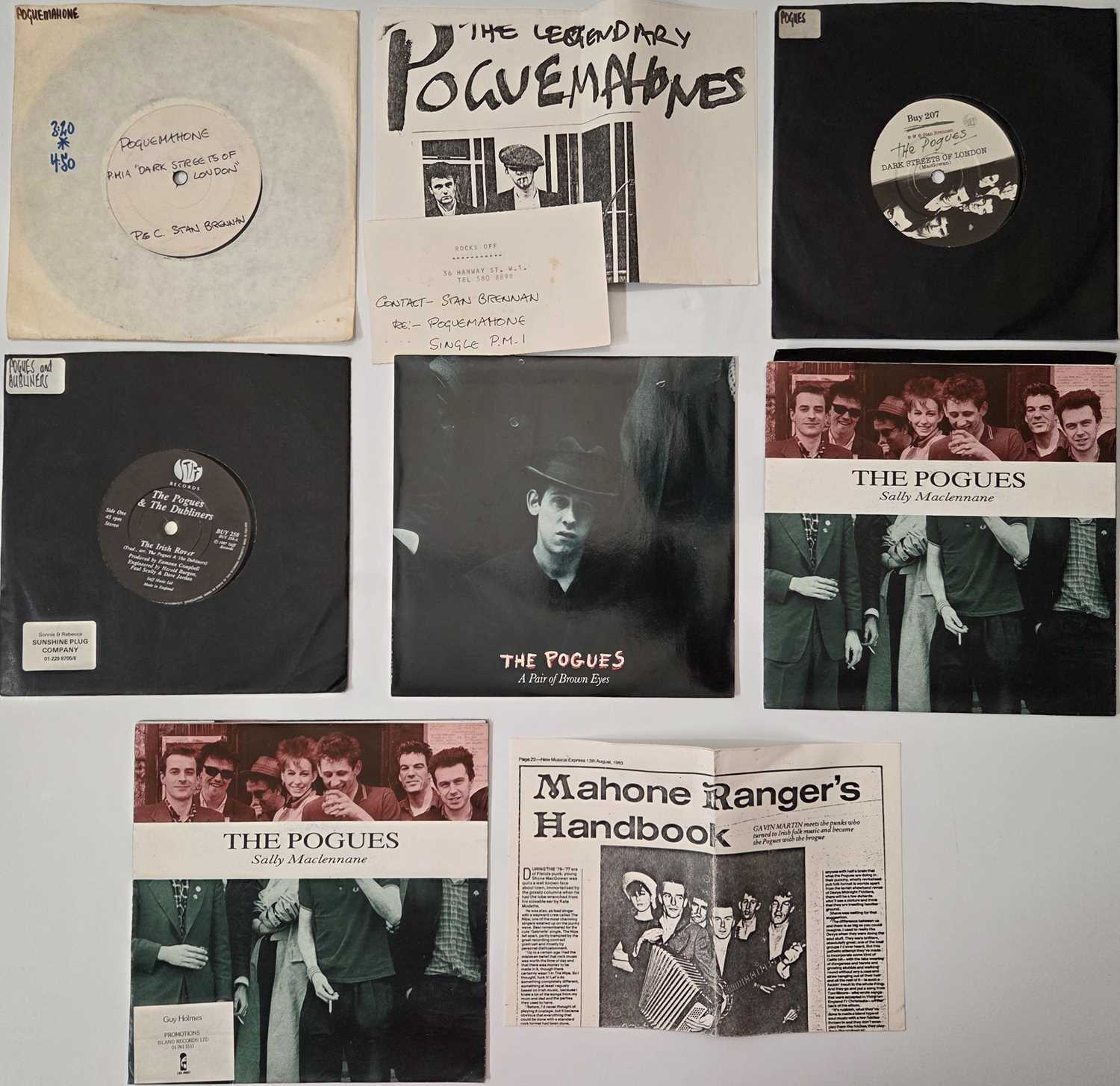 Lot 53 - THE POGUES - 7" PACK WITH WHITE LABEL OF 1ST SINGLE, PROMOS & MORE