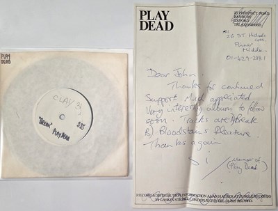 Lot 54 - PLAY DEAD - 7" SINGLES PACK WITH PROMOS, LETTERS AND PRESS MATERIAL