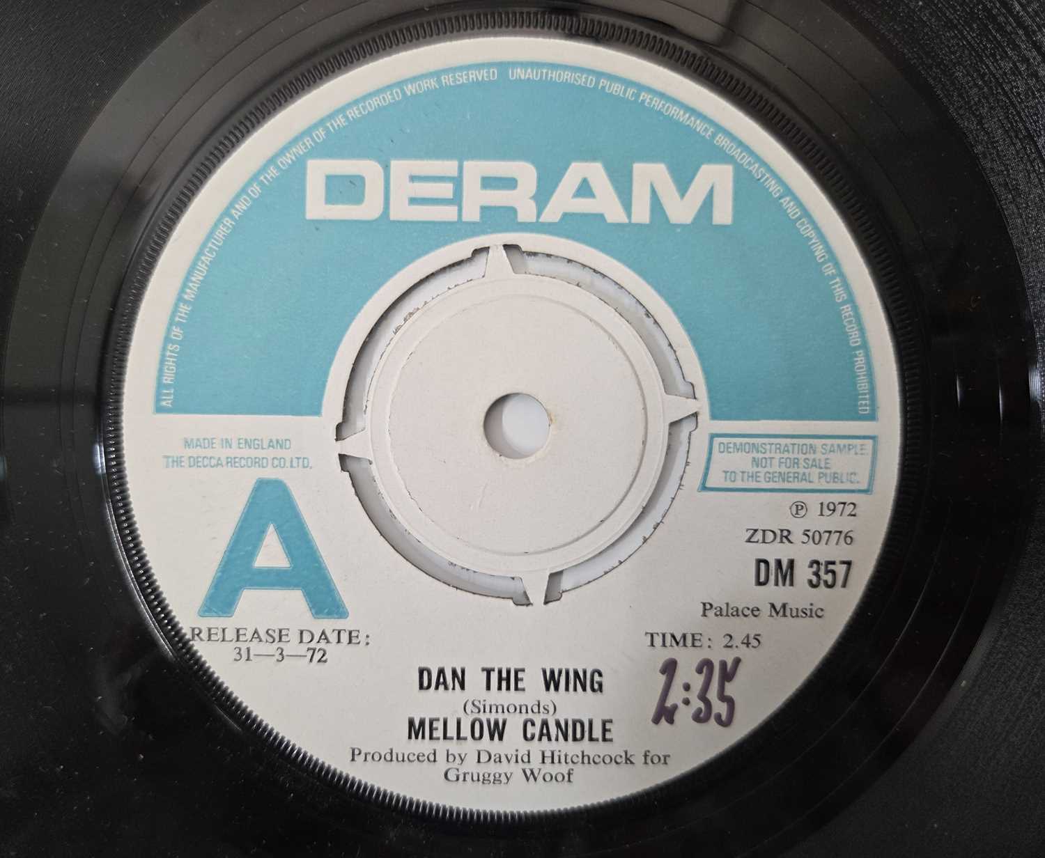 Lot 128 - MELLOW CANDLE - DAN THE WING 7" (DEMO - DERAM - DM 357)