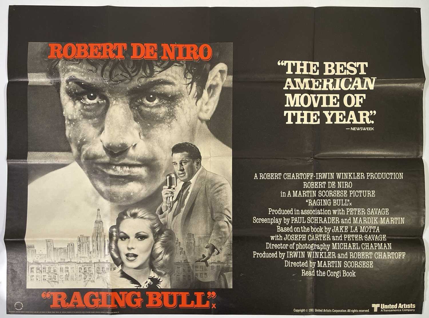 Lot 145 - RAGING BULL - ORIGINAL UK QUAD POSTER.