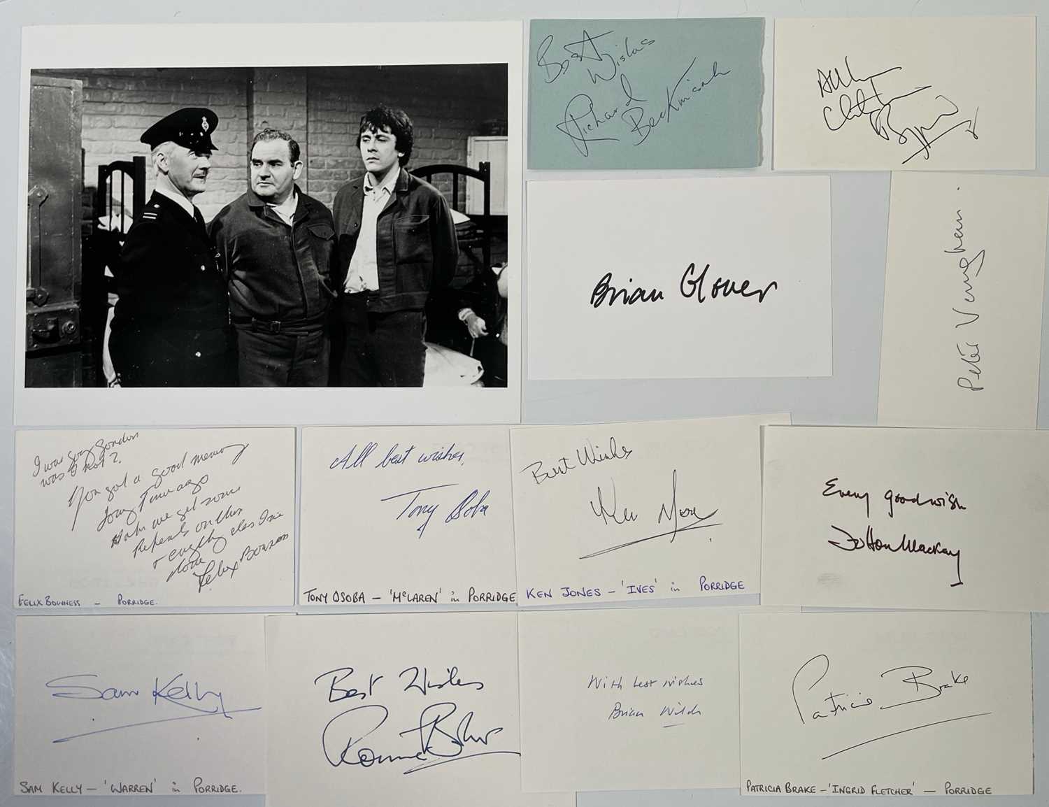 Lot 103 - BRITISH COMEDY - PORRIDGE - COLLECTION OF 13 CAST SIGNED PAGES.
