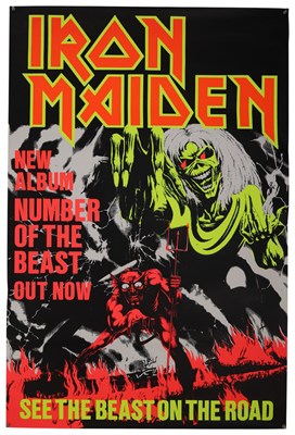 Lot 121 - IRON MAIDEN - ORIGINAL 1982 'NUMBER OF THE BEAST' BILLBOARD POSTER.