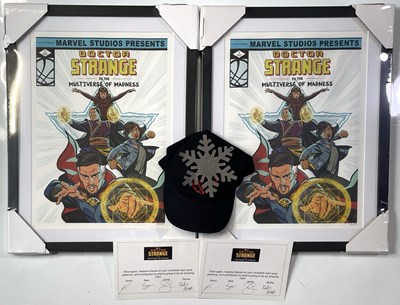 Lot 201 - COMICS - DOCTOR STRANGE AND THE MULTIVERSE OF MADNESS (2022) - TWO LIMITED EDITION CAST AND CREW PRINTS AND CREW GIFT.