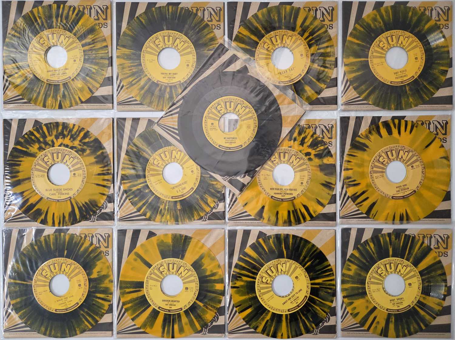 Lot 92 - THIRD MAN RECORDS 7" COLLECTION - SUN LABEL REPRESS STOCK & SPLATTER VERSIONS