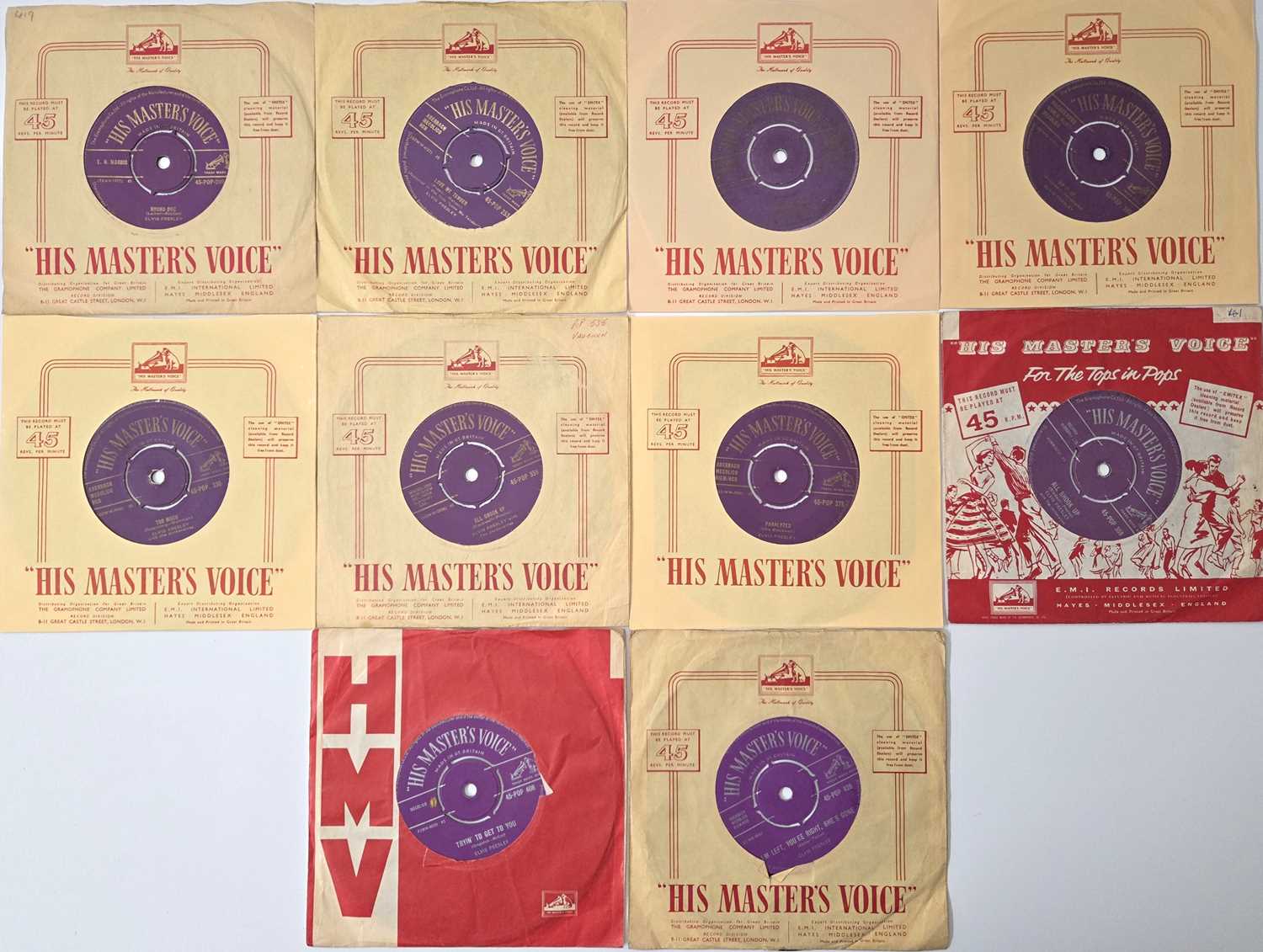 Lot 95 - ELVIS PRESLEY 7" SINGLES - 1950'S UK GOLD & SILVER TEXT LABELS