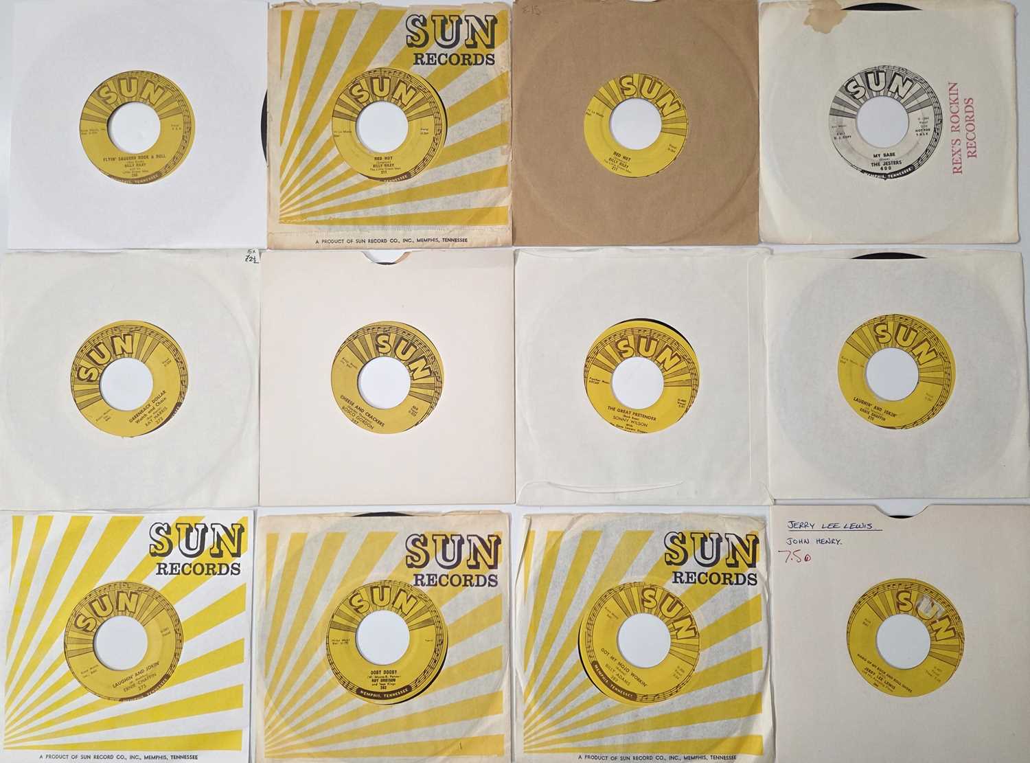 Lot 96 - ORIGINAL USA SUN RECORDS 7" PACK W/ BILLY RILEY, ROSCO GORDON ECT & 78' CARL PERKINS