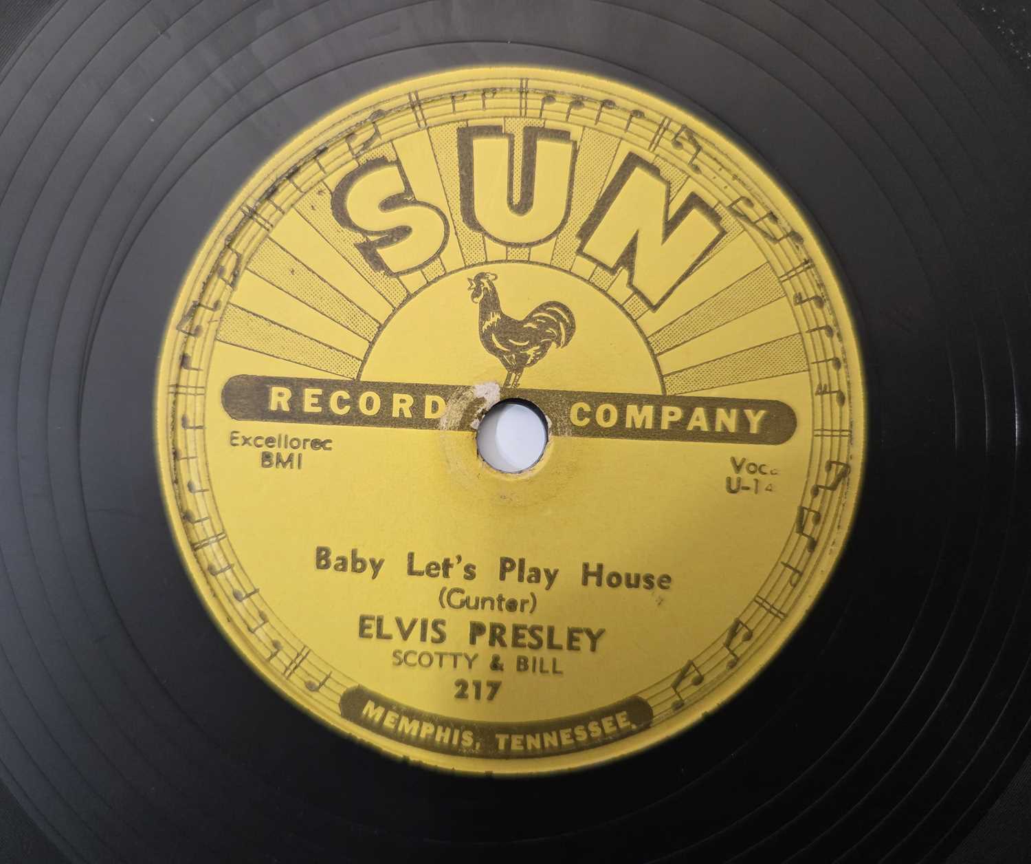 Lot 100 - ELVIS PRESLEY - 'BABY LET'S PLAY HOUSE' 78 SHELLAC - USA 1955 SUN RECORDS