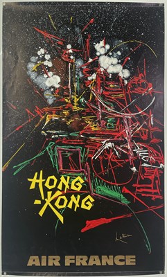 Lot 251 - TRAVEL - ORIGINAL VINTAGE AIR FRANCE POSTER - HONG KONG - GEORGES MATHIEU.
