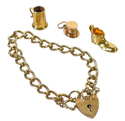 Lot 2 - JEWELLERY - 9CT GOLD BRACELET AND CHARMS.