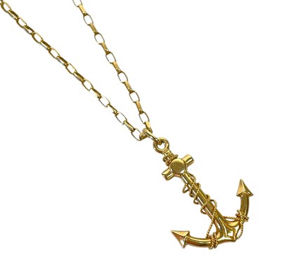 Lot 4 - GOLD JEWELLERY - ITALIAN 9CT GOLD ANCHOR NECKLACE.