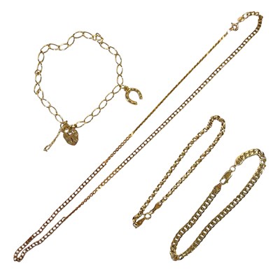Lot 10 - GOLD JEWELLERY - BRACELETS AND NECKLACE - 17.5G.