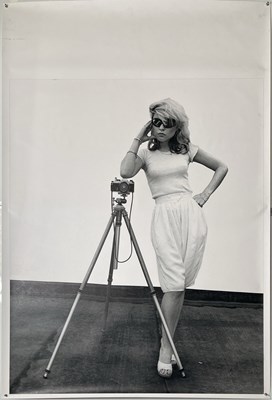Lot 41 - MARTYN GODDARD - BLONDIE IN CAMERA - DEBBIE HARRY BEHIND THE CAMERA LARGE VINYL PRINT.