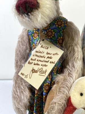 Lot 70 - TWO TEDDYSTYLE BY JANET CLARK TEDDY BEARS ON STANDS