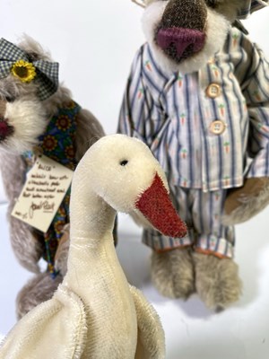 Lot 70 - TWO TEDDYSTYLE BY JANET CLARK TEDDY BEARS ON STANDS