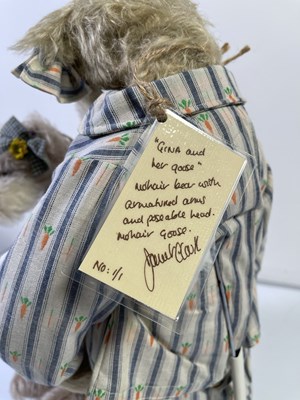 Lot 70 - TWO TEDDYSTYLE BY JANET CLARK TEDDY BEARS ON STANDS