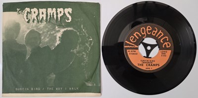 Lot 71 - THE CRAMPS - SURFIN' BIRD 7" (VENGEANCE RECORDS - 666 - ORANGE BACK SLEEVE)