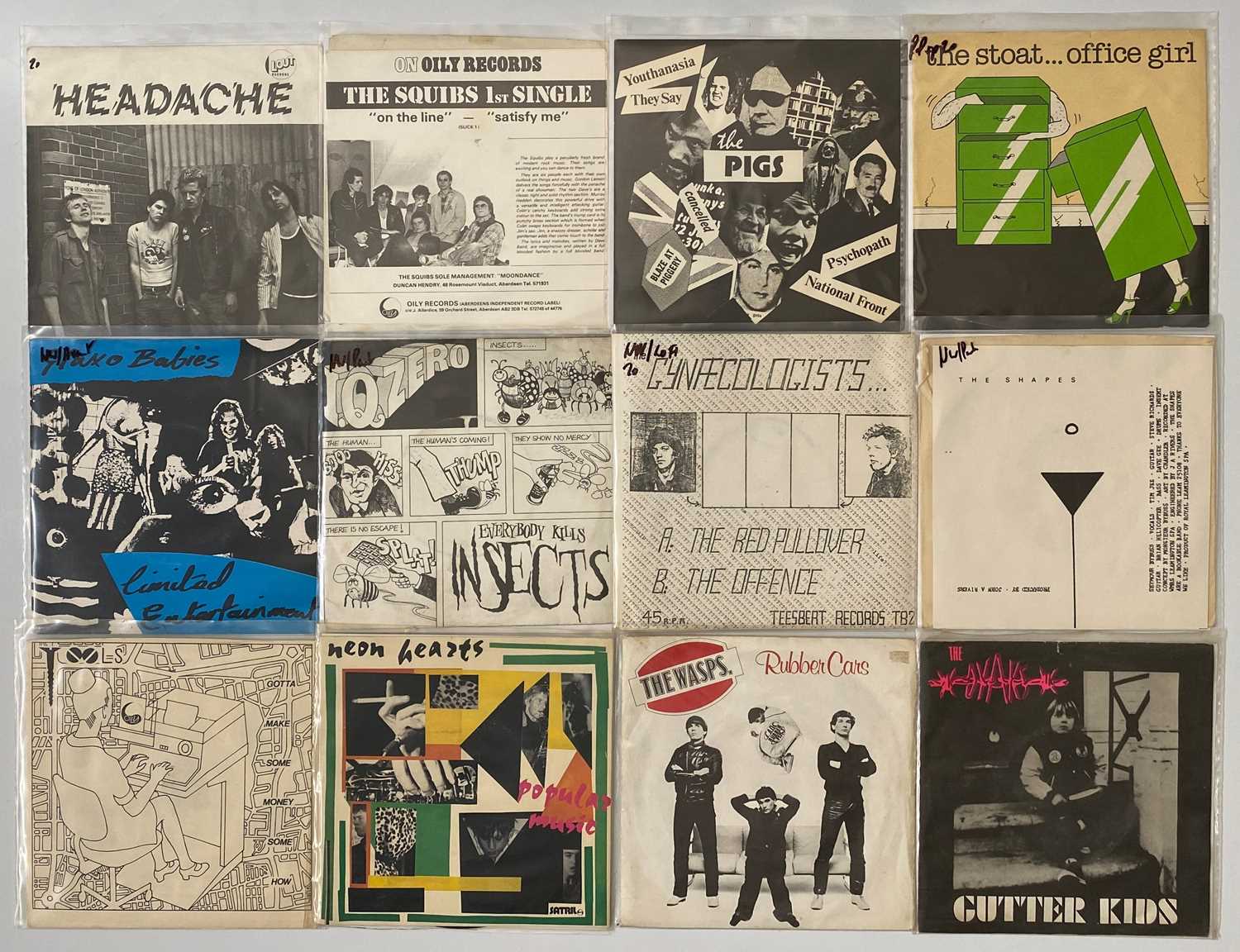 Lot 34 - POWER POP - PUNK - NEW WAVE - 7" SINGLE PACK - HEADACHE, THE SQUIBS, THE PIGS