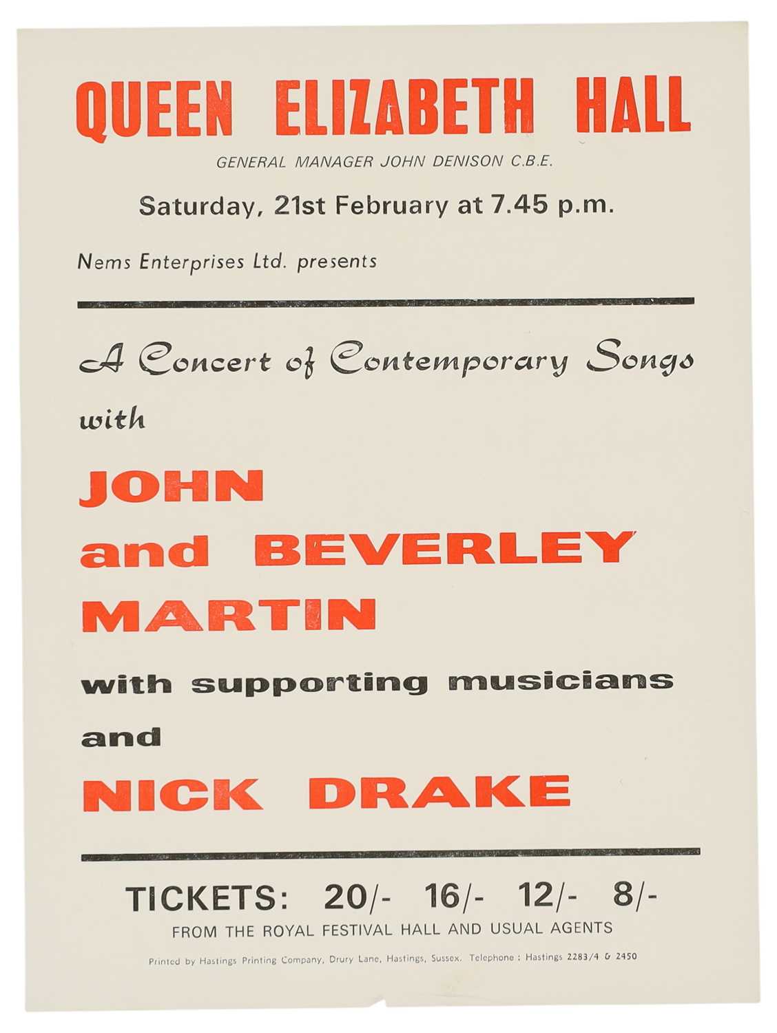 Lot 86 - NICK DRAKE - ORIGINAL 1970 HANDBILL.