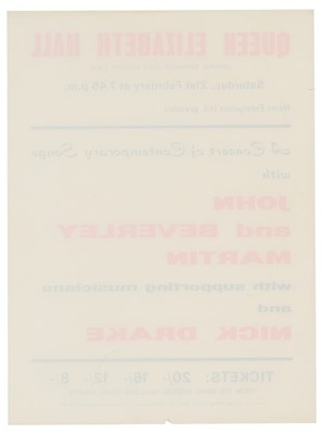 Lot 86 - NICK DRAKE - ORIGINAL 1970 HANDBILL.