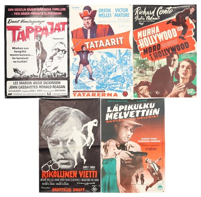 Lot 86 - FINNISH FILM POSTERS -MIDCENTURY INC ORSON WELLES / JAMES CAGNEY.