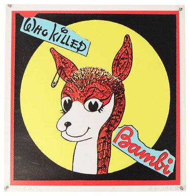 Lot 449 - SEX PISTOLS - JAMIE REID 'WHO KILLED BAMBI' LIMITED EDITION SIGNED PRINT.